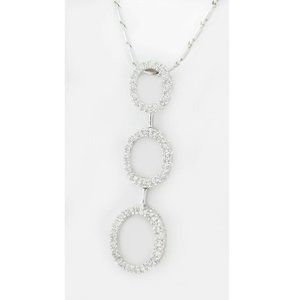 Genuine 0.42 Cts White Diamonds Pendant Necklace 14k White Gold